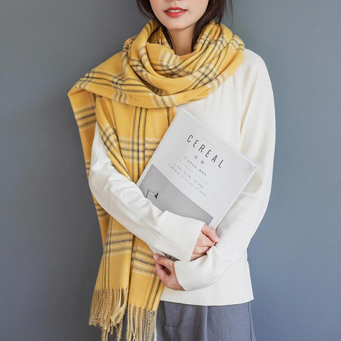 Warm Cashmere Scarf Long Fringed Shawl